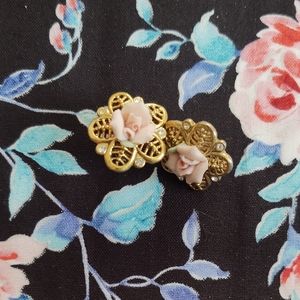 Vintage rose clip on earrings